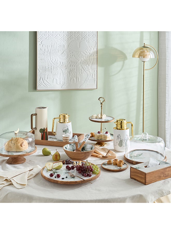 Home Box وعاء تقديم سلطة خشبي بتصميم ورقة النخيل - Image 4